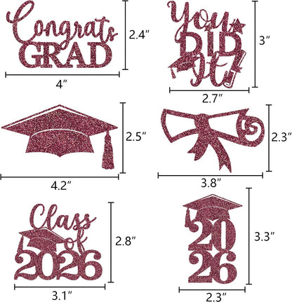 Graduation Centerpiece Sticks 24PCS Glitter Grad Picks Party Table Decor Senior High School College Sign Gold