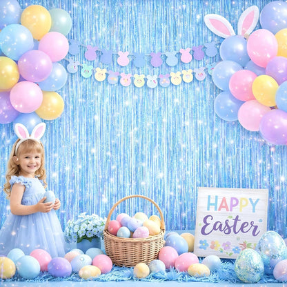Happy Mothers Day Decorations Melsan 3 Pack 3.2 x 8.2 ft Pinkish Purple Tinsel Fringe Curtain Backdrop, Sparkling Metallic Party Decorations for Girls Birthday, Bachelorette, Wedding, Photo Booth