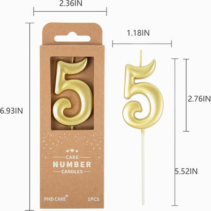 PHD CAKE 2.76 Inch Elegant Gold 1 Number Birthday Candles, Gold Number Candles, Cake Number Candles, Party Celebration