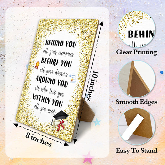 Graduation Photo Guest Book Bar Sign, Graduation Signs for Grad Ceremony Candy Bar Table Desk Decor, Graduate Grad Party Table Decorations Supplies, 8x10 Inches Tabletop Wood Signs With Stand, c02