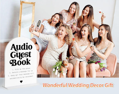 Audio Guest Book Sign, White Arch Acrylic Wedding Sign, Audio Guest Book Wedding Phone, Bridal Shower Decor, Engagement Party Decor, Centerpiece Table Decorations Party for Bride and Groom-14