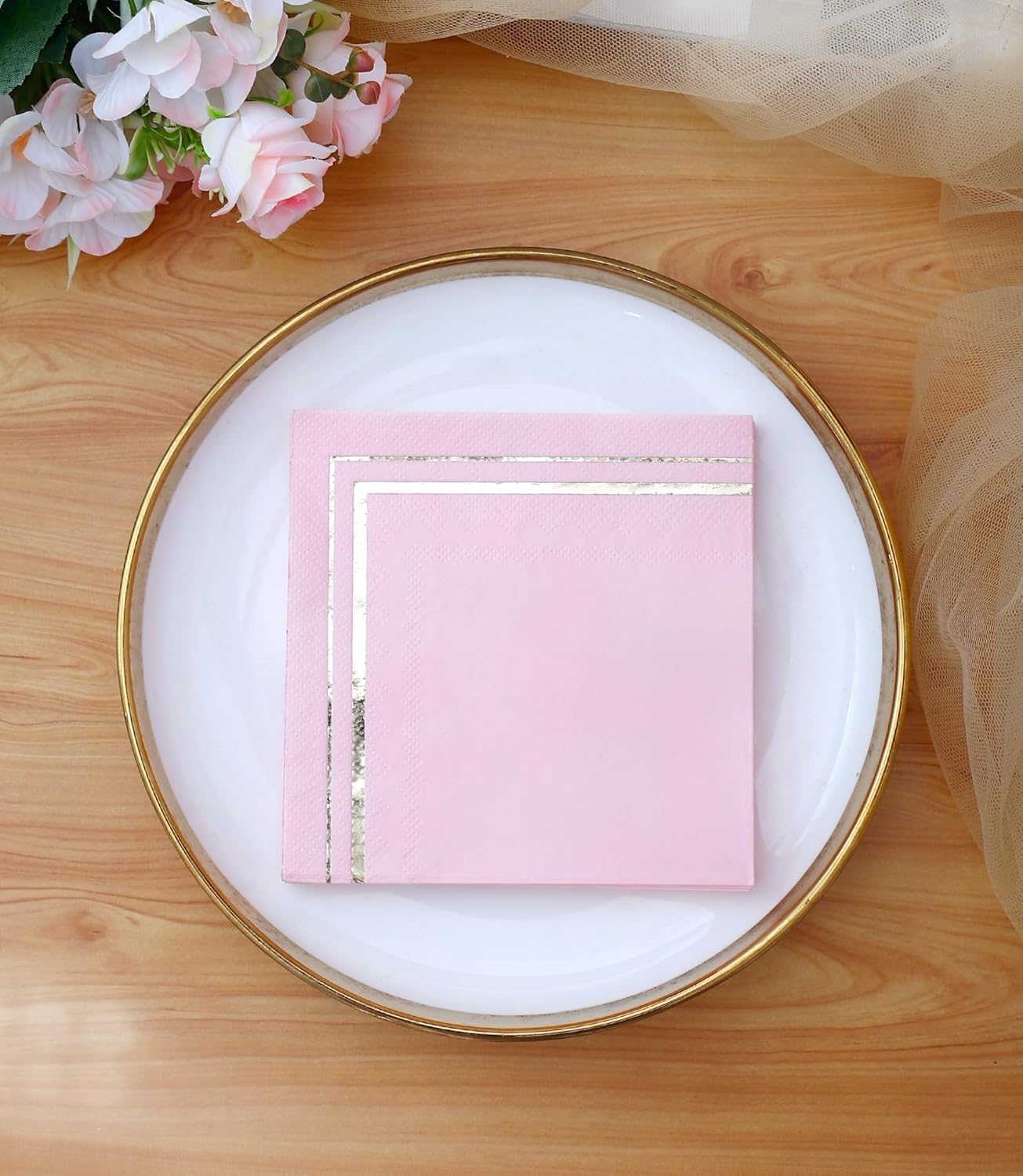 100 PK Gold Napkins - 4 Assorted Designs - 3-Ply Cocktail Napkins Folded 5 x 5 Inches Bar Napkins Disposable Party Napkins Paper Napkins Dinner for Wedding Baby Shower Birthday Graduation 2023