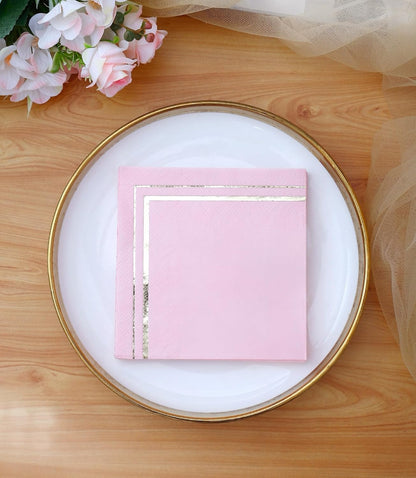 100 PK Gold Napkins - 4 Assorted Designs - 3-Ply Cocktail Napkins Folded 5 x 5 Inches Bar Napkins Disposable Party Napkins Paper Napkins Dinner for Wedding Baby Shower Birthday Graduation 2023