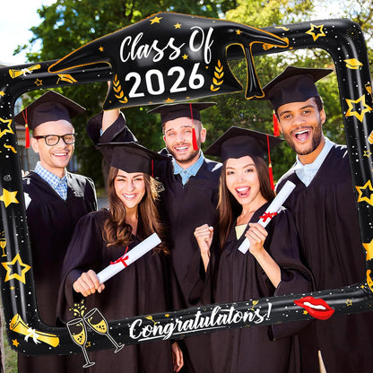 2026 Graduation Photo Booth Props Set Including Inflatable Photo Booth Frame and 20 Pcs Graduation Photo Props for Graduation Decorations Graduation Party Favors Supplies