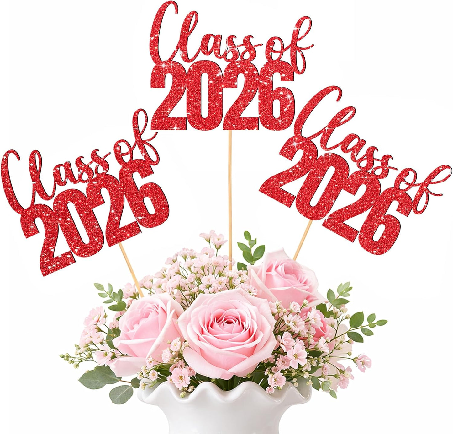 Class of 2026 Centerpieces Sticks for Graduation, 16 Pcs Graduation Decorations Cake Toppers, Graduation Theme Party Decorations Supply(BG)