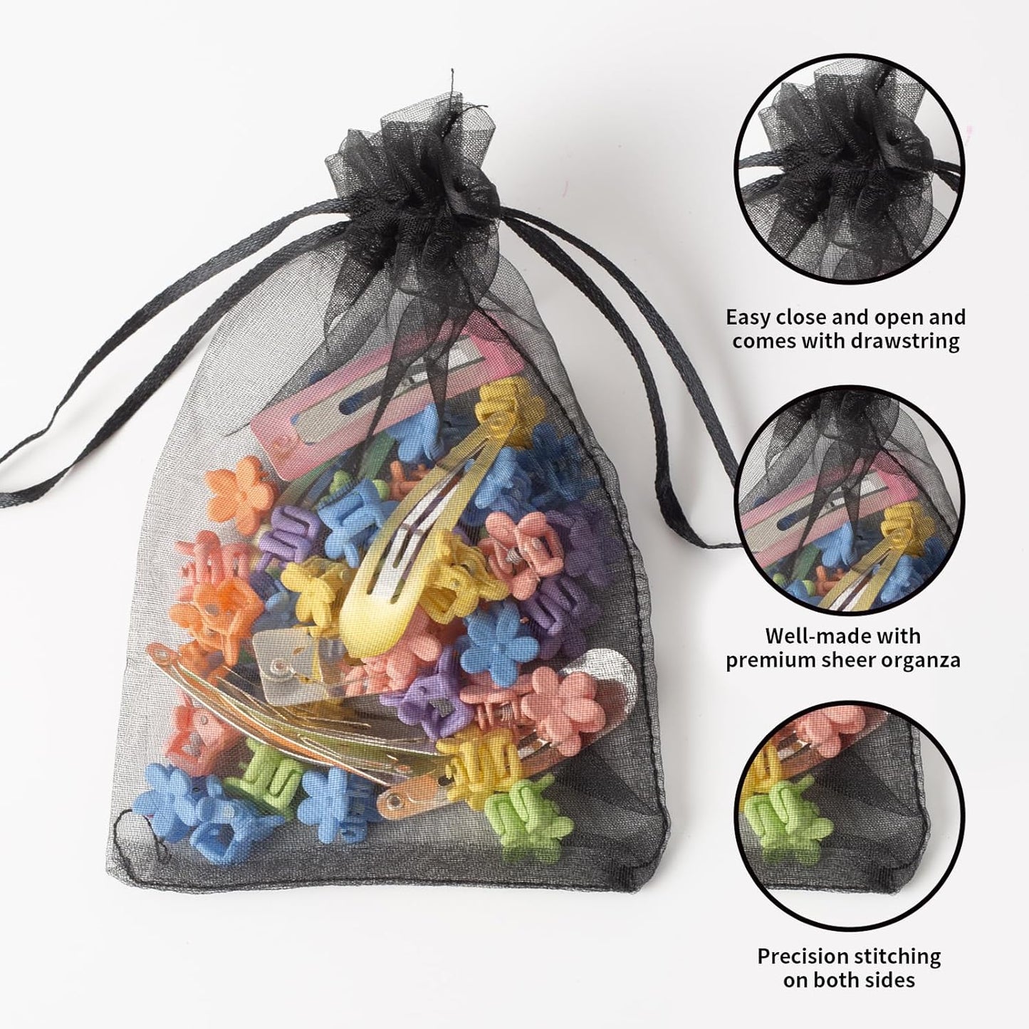 100PCS White Organza Bags, 4x6 Inch Small Mesh Bags Drawstring, Jewelry Gift Bags for Easter, Party, Festival, Bathroom Soaps, Makeup