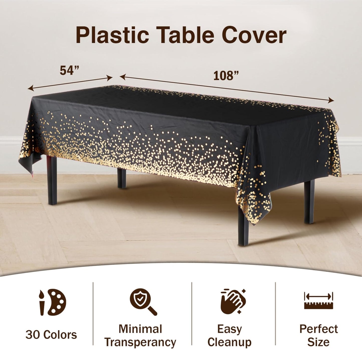 12-Pack Premium Plastic Tablecloth 54in. x 108in. Rectangle Table Cover - Dark Blue - Colors B