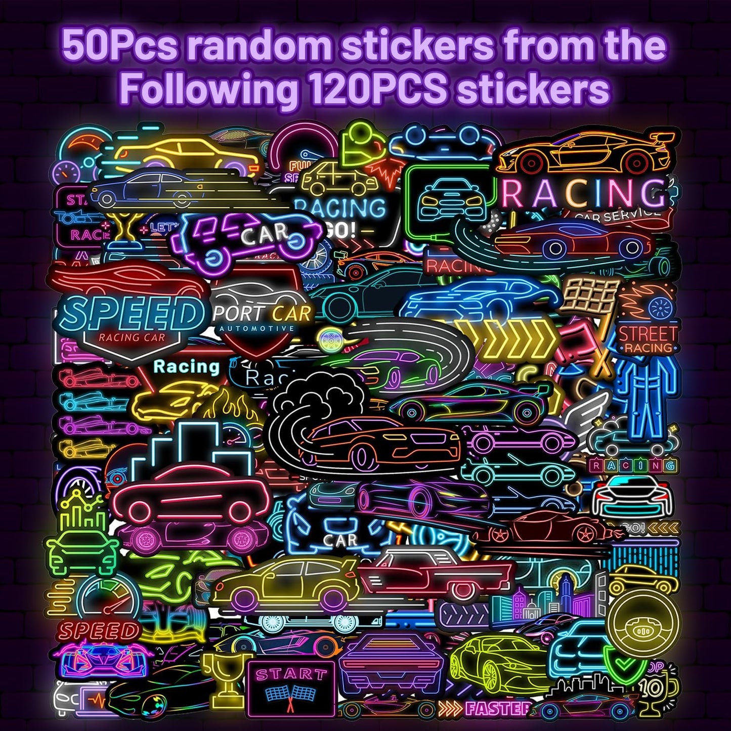 74 PCS Neon Race Car Party Favors, 24 PCS Neon Racing Slap Bracelets 50 PCS Neon Race Car Stickers Racing Birthday Party Decorations Supplies Gifts for Kids Classroom Rewards