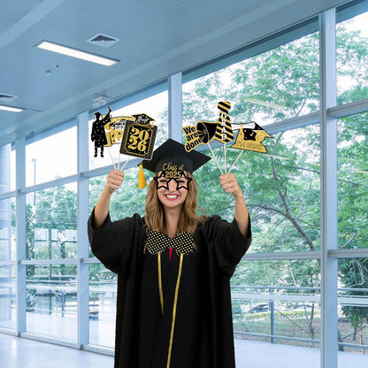 Lucleag 2026 Graduation Photo Booth Props Kit, 21Pcs Grad Photo Props & Selfie Frame for Photos Decor, Class of 2026 Photo Booth Props for Graduation Party Supplies