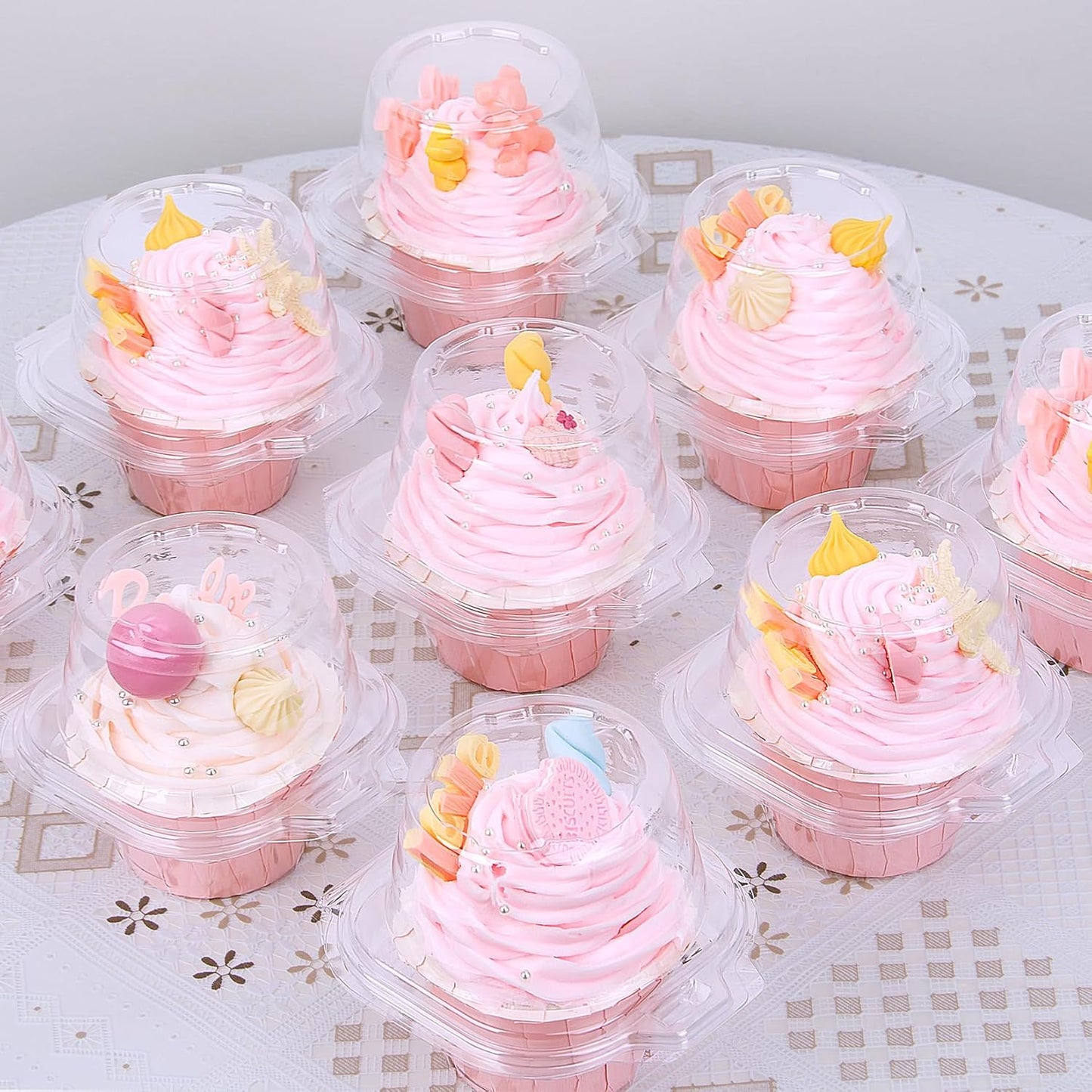 2 Cavity Cupcake Boxes-Stackable Regular Cupcake Carrier Holder, Thicker Clear Cupcake Boxes, Non-slip High Topping Cupcake Containers for Cupcakes, Muffins (50)