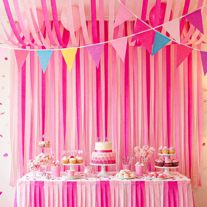 Pastel Crepe Paper Streamers 9 Rolls 738ft,Fancy Streamers Party Decorations for Birthday Mother's Day Wedding Holiday Decorations DIY Gift Wrapping, 1.77 Inch x 82 Ft/Roll
