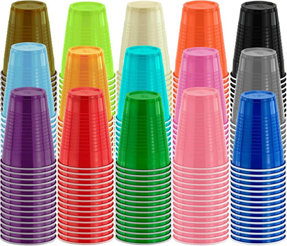 DecorRack 20 Party Cups 12 oz Disposable Plastic Cups for Birthday Party Bachelorette Camping Indoor Outdoor Events Beverage Drinking Cups (Black, 20)