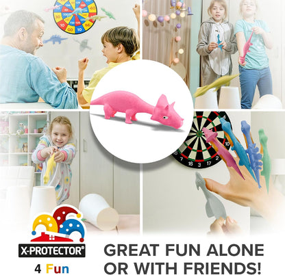 X-Protector Rubber Chicken Slingshot - 12 PCS Pack - Flying Finger Slingshot - Yellow Chicken Flingers Sling Shot Toys for Kids - Funny Adult Pinata Stuffers - Premium Slime for Fingers!