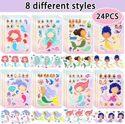 24 Sheets 8.3''×5.9'' Make Your Own Ice Cream Stickers for Toddlers Kids Party Favors, Make a Face Stickers for Kids Activities Supplies Crafts