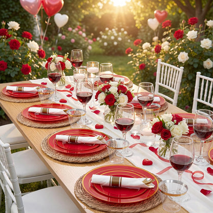 350 Pieces Black and Gold Plastic Plates with Disposable Silverware, Include 50 Dinner Plates 9”, 50 Dessert Plates 6.3”, 50 Black Cups 9 OZ, 50 Pre Rolled Napkins for Wedding Party Graduation