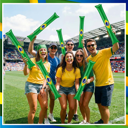 Foilswirl 100 Pcs Inflatable Cheer Sticks USA Flag Thunder Boom Sticks Patriotic Cheerleading Spirit Noise Makers for Soccer Games Sports Events 4th of July Parades Carnival Party Supplies