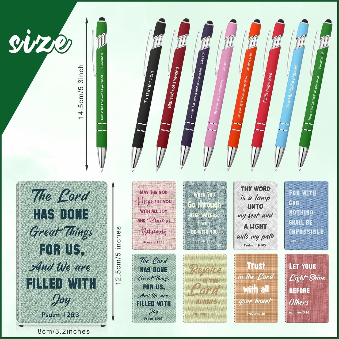 Funrous 32 Pcs Motivational Quote Pens Inspirational Notepads Mini Journal with Ballpoint Pen Small Notebooks Gift for Men Women Coworker Adult Party Favors Prize Teacher Student Office(Stylish)