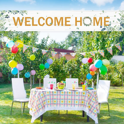 Welcome Home Sign, Housewarming Party Decor, Spring/Summer Floral Welcome Banner for Yard, 9.8ft x 1.6ft