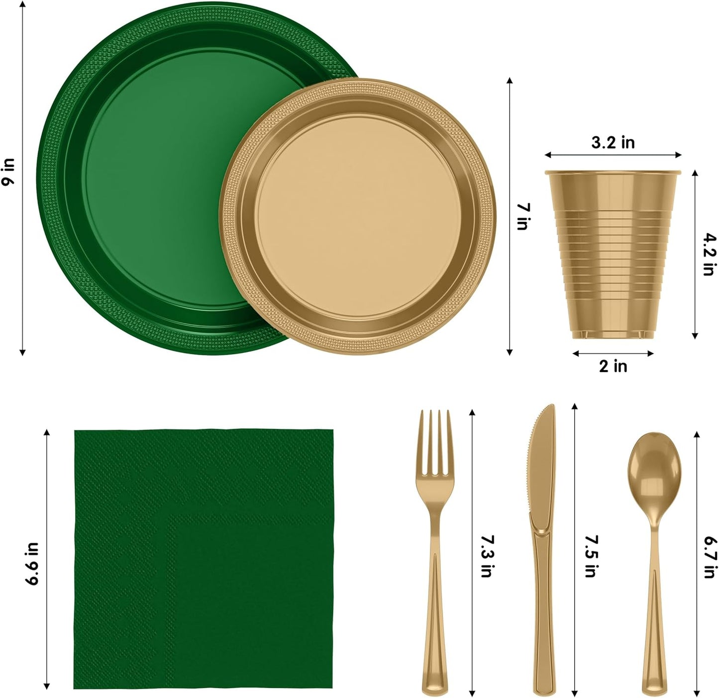350 Pcs Black Plastic Plates For Party, Black Disposable Plates Set, 50 Of Each 9" Dinner Plate Set, 7" Dessert Plate, Cups, Napkins & Cutlery Plastic Dinnerware Set Exquisite