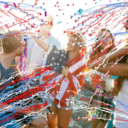 Soulchen 24 Pack 4th of July No Mess Confetti Popper Hand Throw Streamer Popper Bulk Red Blue White Confetti for 250th Anniversary Celebration Independence Day Patriotic Party Supplies Decorations