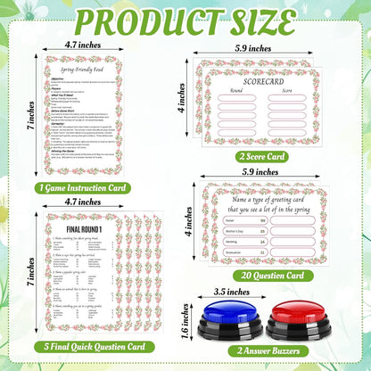 20 Pcs Retirement Friendly Feud Game Set Retirement Party Game Trivia Quiz with 18 Card 2 Buzzer for Adults Family Games Activities Party Supplies, Battery Not Included