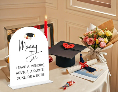 Graduation Guestbook Sign, 6 x 8 Inch White Arch Acrylic Grad Party Sign with Holder, Graduation Party Sign for Class of 2026, Grad Decor, High School College Party Supplies - DL02