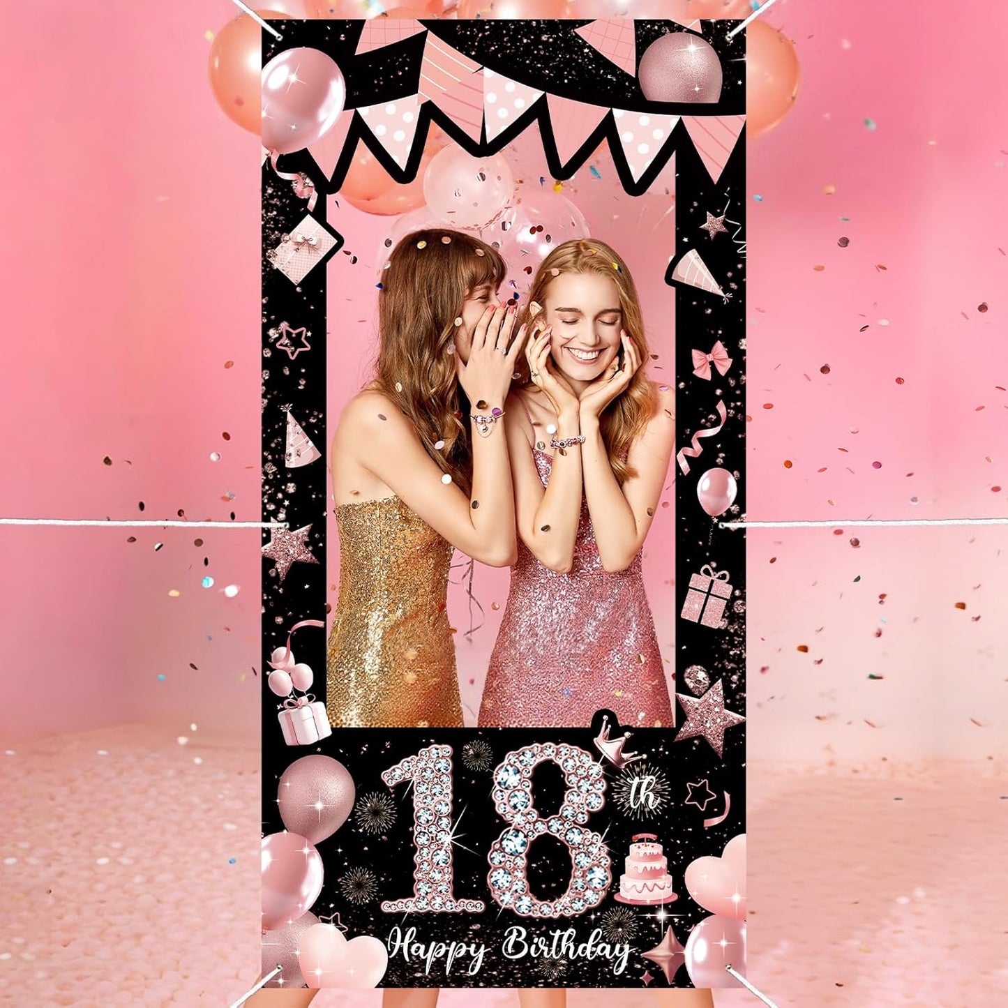 Pink 80th Birthday Neon Photography Banner Backdrop Glow Party Disco Dance Neon Theme Birthday Banner Photo Frame Props Props Selfie Background Face Cutout Photo Props Decoration