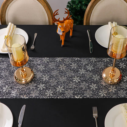 Snowkingdom 2 Pieces Gold Table Runner, Sequin Glitter Foil Metallic Thin Mesh Runner Roll 11"x108", Gold Table Decorations for Event Party, Wedding, Birthday Party, Christmas