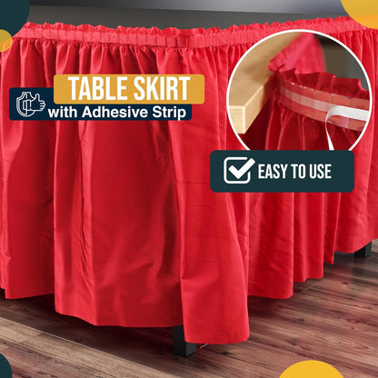 Exquisite Ruffle Table Skirt Black 6 Pack 14 Ft Long Table Skirts for Rectangle Tables 6ft Plus or Round Tables Skirts with Adhesive Strip for Gender Reveal Decor & Happy Birthday Parties