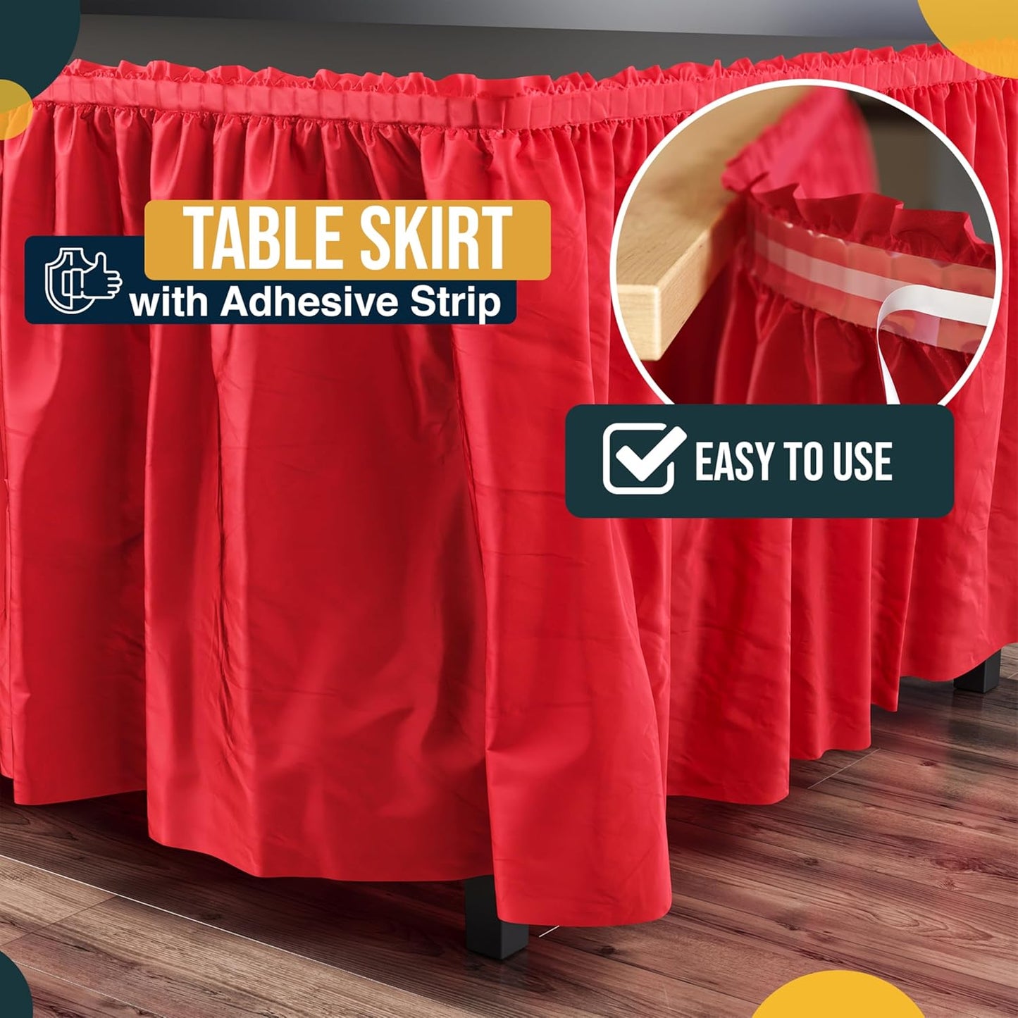 Exquisite Ruffle Table Skirt Pink 6 Pack 14 Ft Long Table Skirts for Rectangle Tables 6ft Plus or Round Tables Skirts with Adhesive Strip for Gender Reveal Decor & Happy Birthday Parties