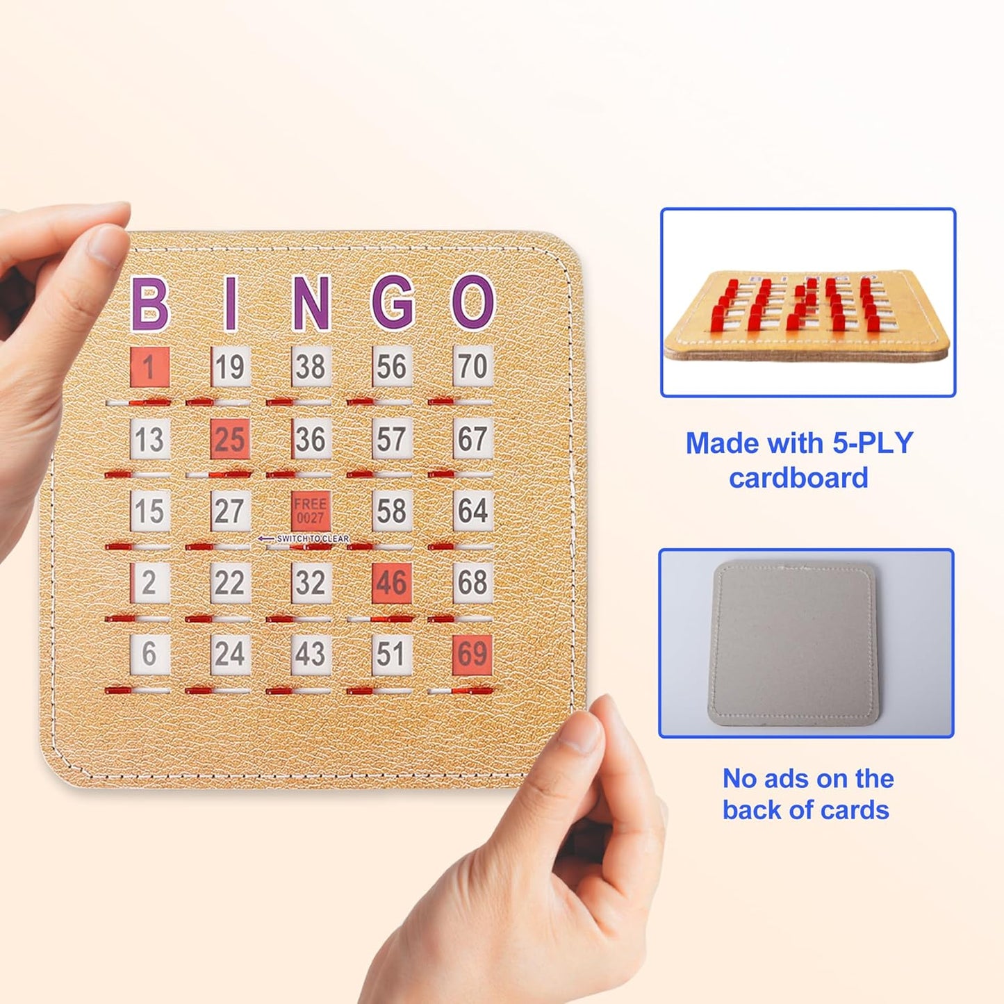 GSE Games & Sports Expert Finger-Tip Bingo Master Board with Sliding Windows, Bingo Cardboard Calling Card