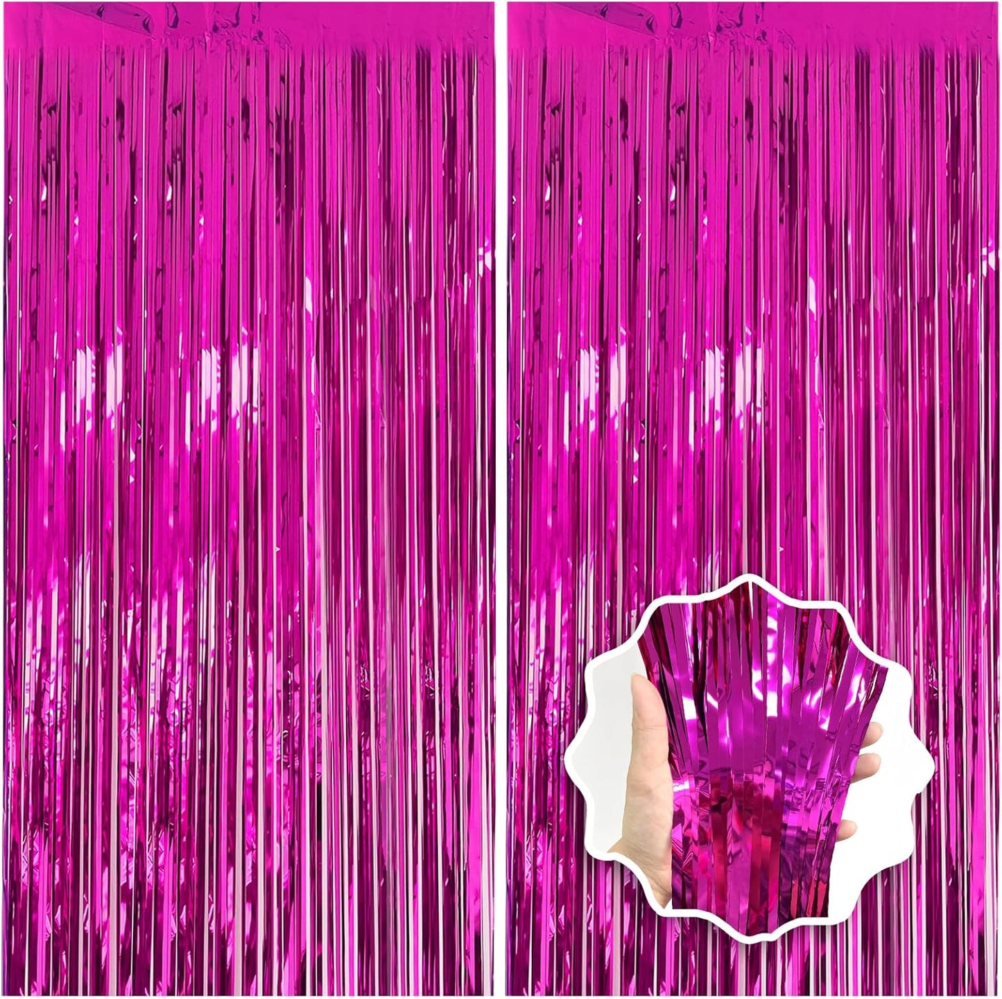 2 Pack Foil Curtain Backdrop Curtains Silver Tinsel Door Streamers Birthday Party Decorations Photo Booth Props for Disco Party Graduation Wedding Baby Shower Bachelorette Christmas Gender Reveal