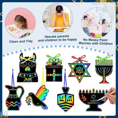 JULMELON 36 PCS Ocean Crafts, Rainbow Scratch Art Under The Sea Party Favors DIY Magic Color Summer Ocean Animals Scratch Cards for Summer Party Favors School Activities