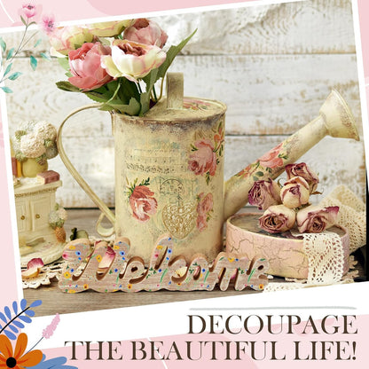 Crtiin 20 Pack Decoupage Napkins Floral Napkins Flower Cocktail Paper Decorative Toilet for Valentine's Day Birthday Party Beautiful Gorgeous, 20 Styles Each 6.5 Inches(Style 1)