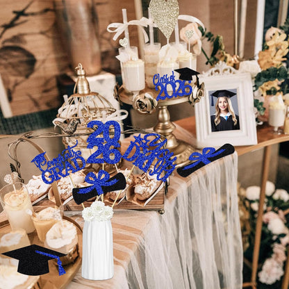 24Pcs 2026 Graduation Table Centerpieces Gold, Graduation Centerpieces for Tables 2026 Gold Class of 2026 Graduation Centerpiece Sticks for 2026 Graduation Party Table Decorations Gold