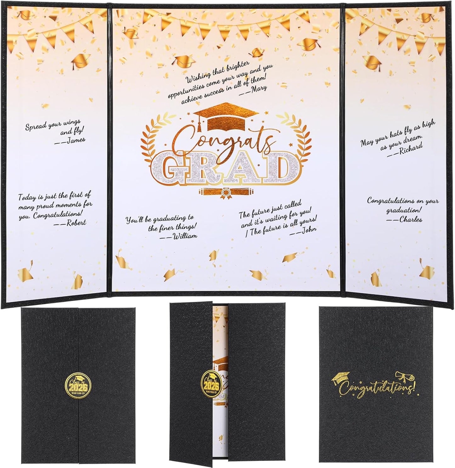 Engrowtic 2026 Graduation Guestbook Alternative Gold and Pink Guest Book Class of 2026 Congrats Graduation Party Decorations Grad Party Signature Board Card for College High School Graduate Gifts