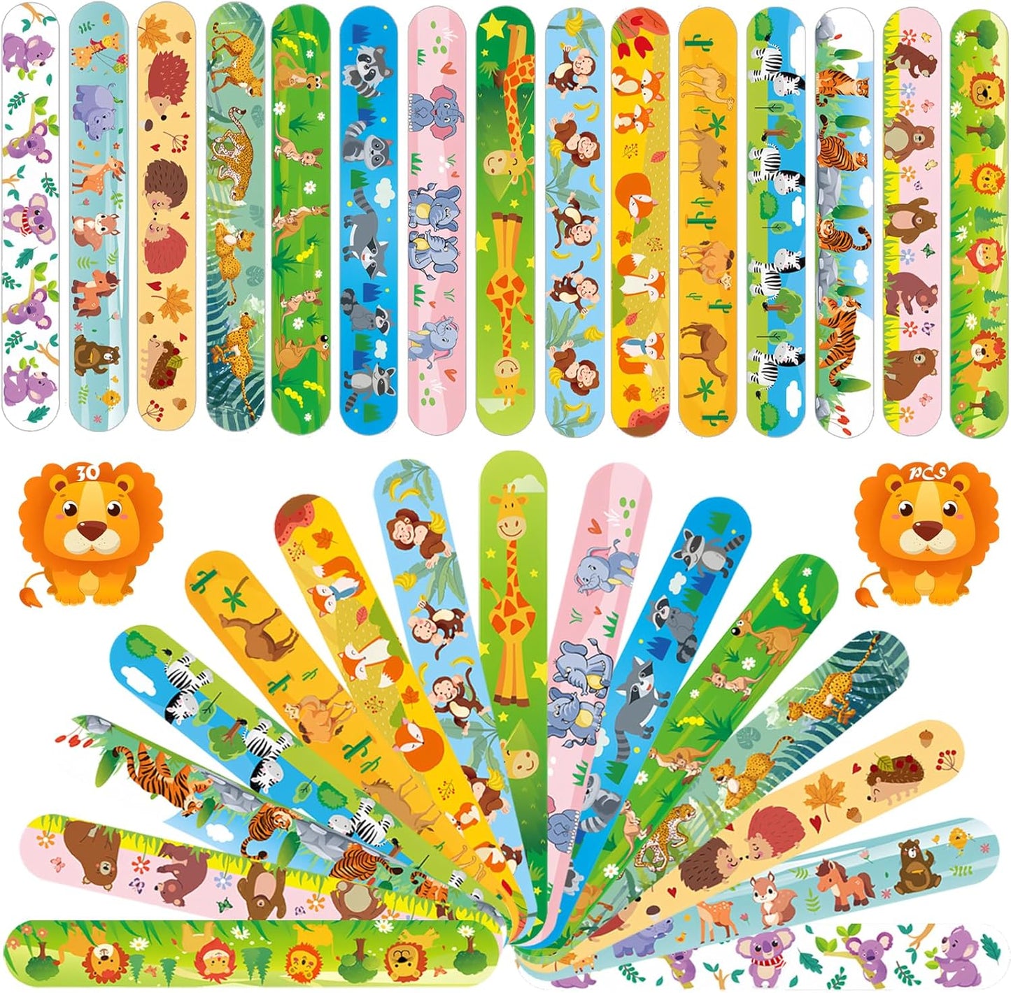 Viicoor Slap Bracelets for Kids 30PCS Animals Slap Bands Party Gadget Fillers Favors