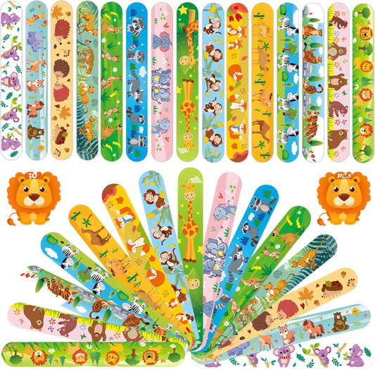 Viicoor Slap Bracelets for Kids 30PCS Animals Slap Bands Party Gadget Fillers Favors