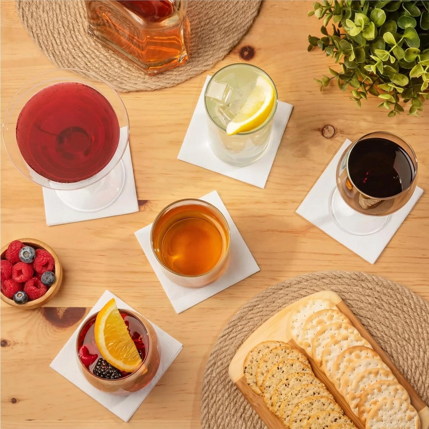AH AMERICAN HOMESTEAD Cocktail Napkins-Disposable Beverage/Bar Napkins-White Linen-Like Square Napkins-Eco-Friendly & Compostable-Everyday Use, Party or Wedding 4.75inch x 4.75inch (100 Count, White)