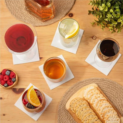 AH AMERICAN HOMESTEAD Cocktail Napkins-Disposable Beverage/Bar Napkins-White Linen-Like Square Napkins-Eco-Friendly & Compostable-Everyday Use, Party or Wedding 4.75inch x 4.75inch (100 Count, White)