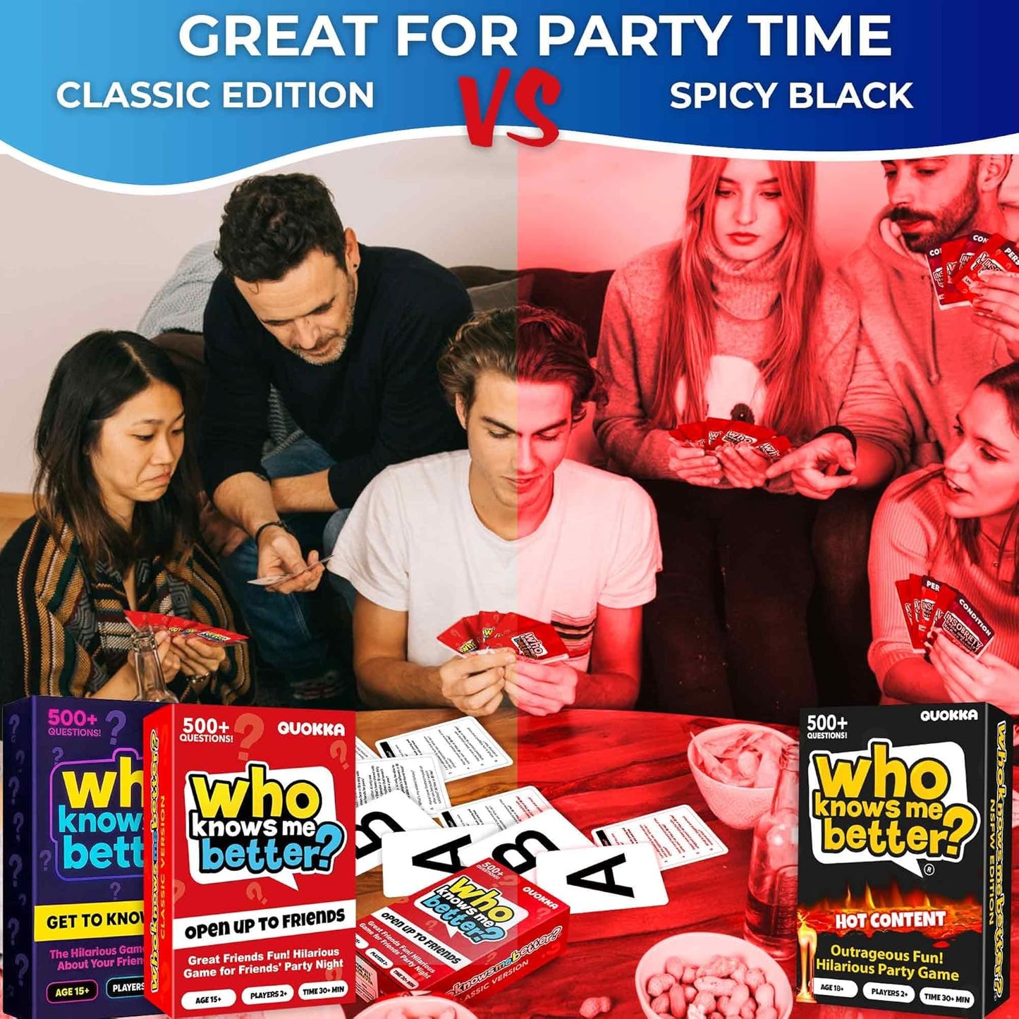 Quokka Card Games for Adults – Who Knows Me Better NSFW Edition – Party Game with 500+ Questions for Friends, Couples & Party Game Nights Ages 18+