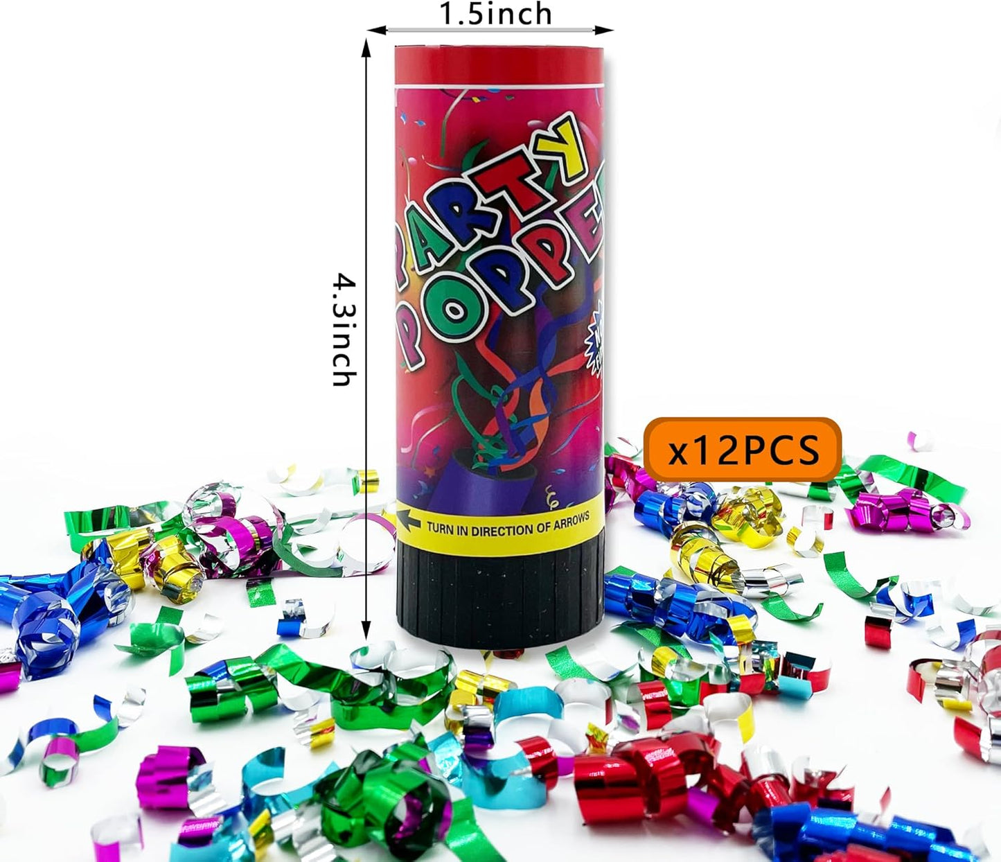 8 PCS Party Confetti Poppers Cannons for Wedding Birthday Graduation Baby Shower Anniversary Christmas New Year's Party Celebrations Supplies and Favors
