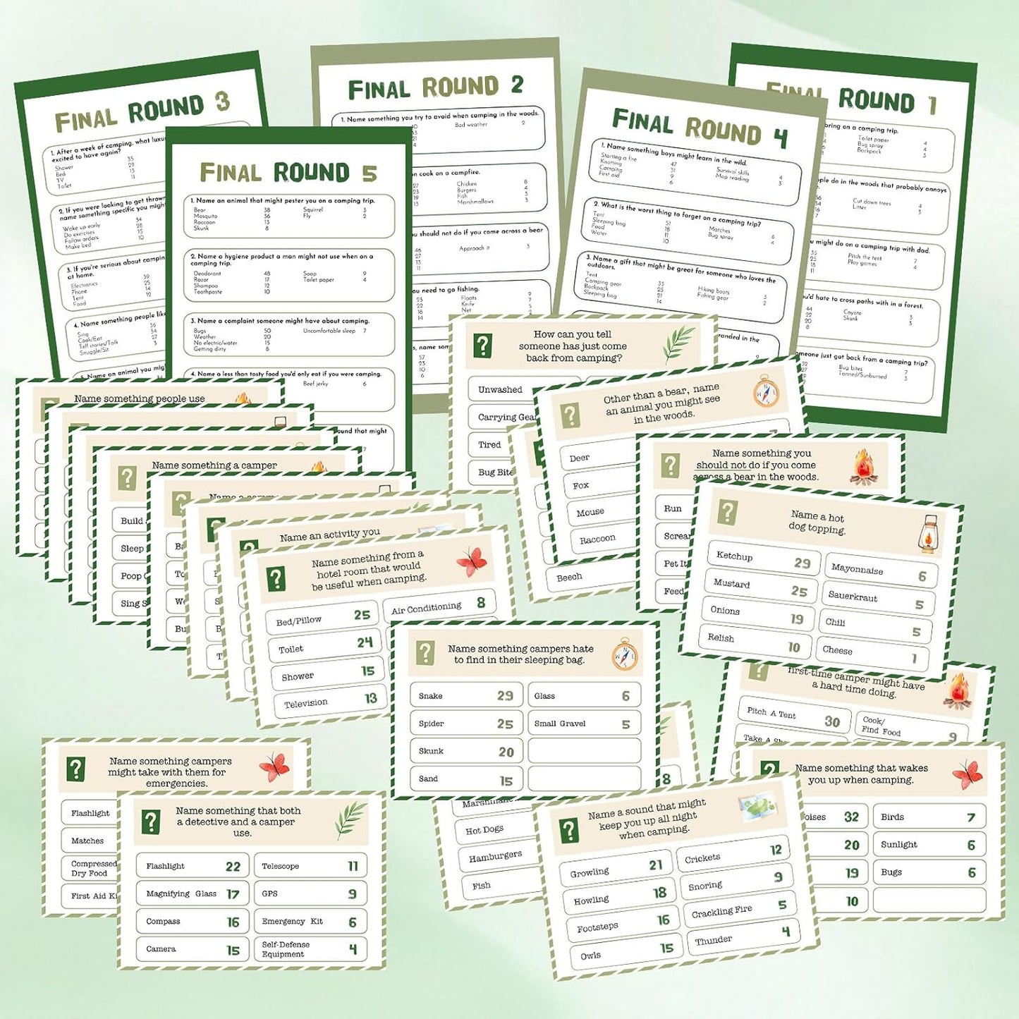 20 Pcs Retirement Friendly Feud Game Set Retirement Party Game Trivia Quiz with 18 Card 2 Buzzer for Adults Family Games Activities Party Supplies, Battery Not Included