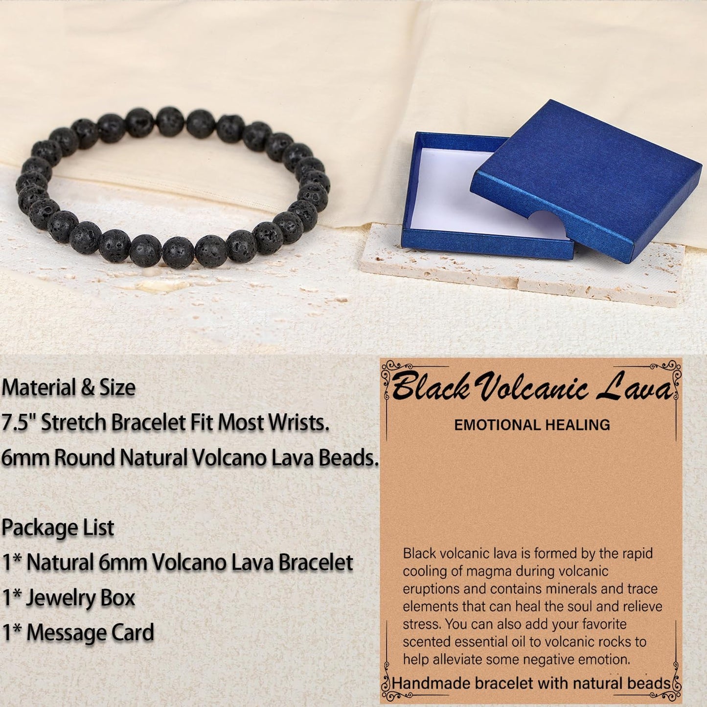LPBeads Handmade Natural Gemstone Stretch Elastic Bracelet Healing Crystal Round Stone Beads Jewelry Gifts for Women Men