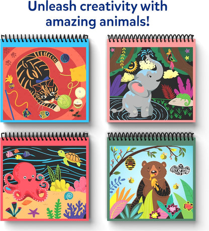 Skillmatics Scratch Art Book for Kids - Unicorns & Princesses, Craft Kits & Supplies, 30+ Scratch Stickers, Travel Toys, DIY Kit, Gifts for Girls & Boys Ages 3, 4, 5, 6, 7, 8
