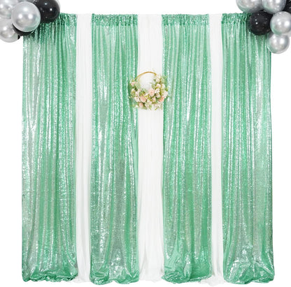 Poise3EHome Black Sequin Backdrop Curtains, 2 Panels 2FTx8FT Glitter Photo Booth Backdrop for Halloween Birthday Bachelorette Wednesday Twilight Party Decorations
