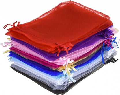 Wudygirl 100pcs 5X7 Inches White Organza Bags Christmas Drawstring Pouches Party Wedding Favor Bags Goodie bags(White 5x7)