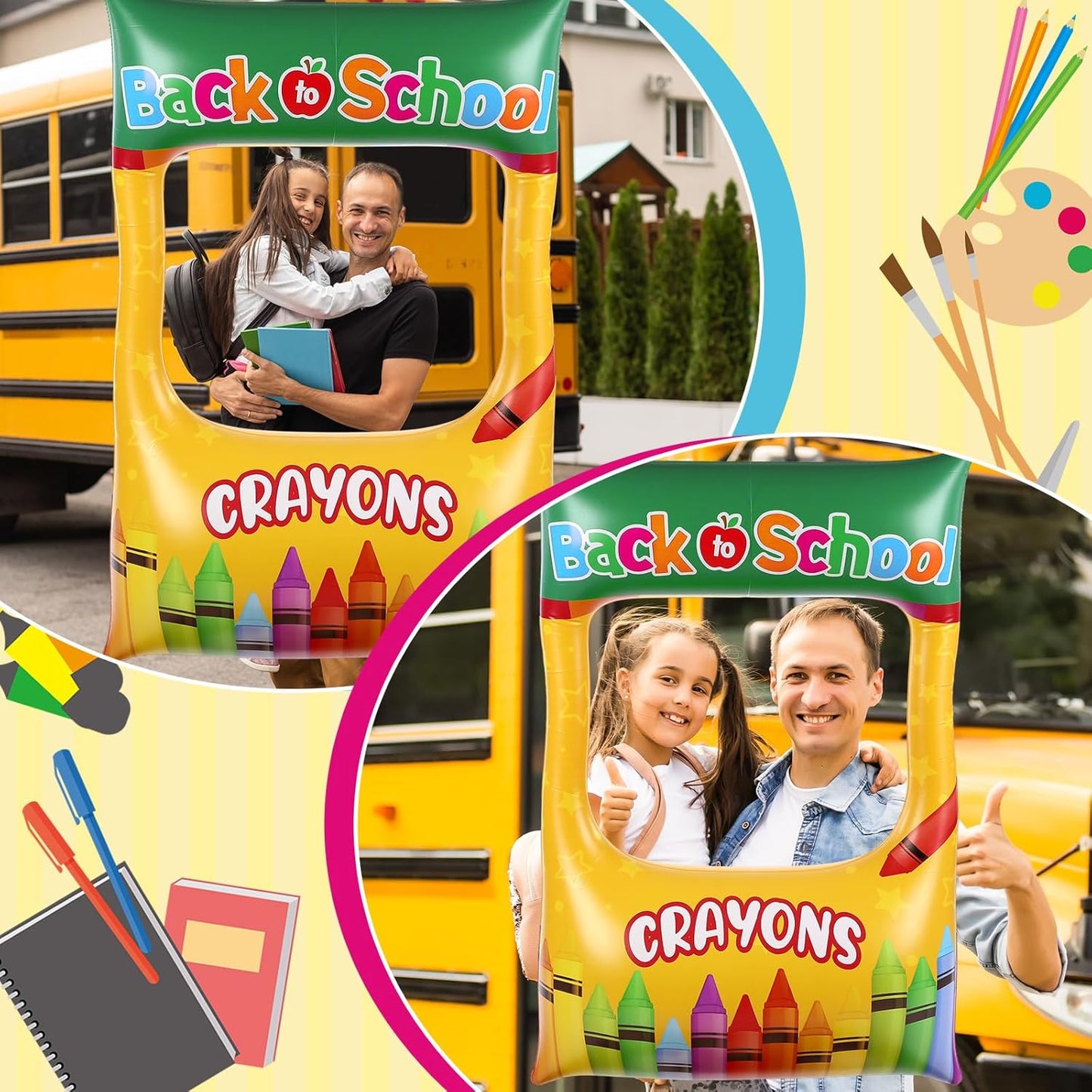 Back to School Decorations Inflatable Balloons Photo Booth Props Frame 40'' Apple Photo Props Pencil Selfie Frame Welcome First Day of School Picture Selfie for Party Decoration(Apple)