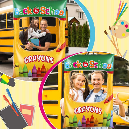 Back to School Decorations Inflatable Balloons Photo Booth Props Frame 40'' Apple Photo Props Pencil Selfie Frame Welcome First Day of School Picture Selfie for Party Decoration(Apple)