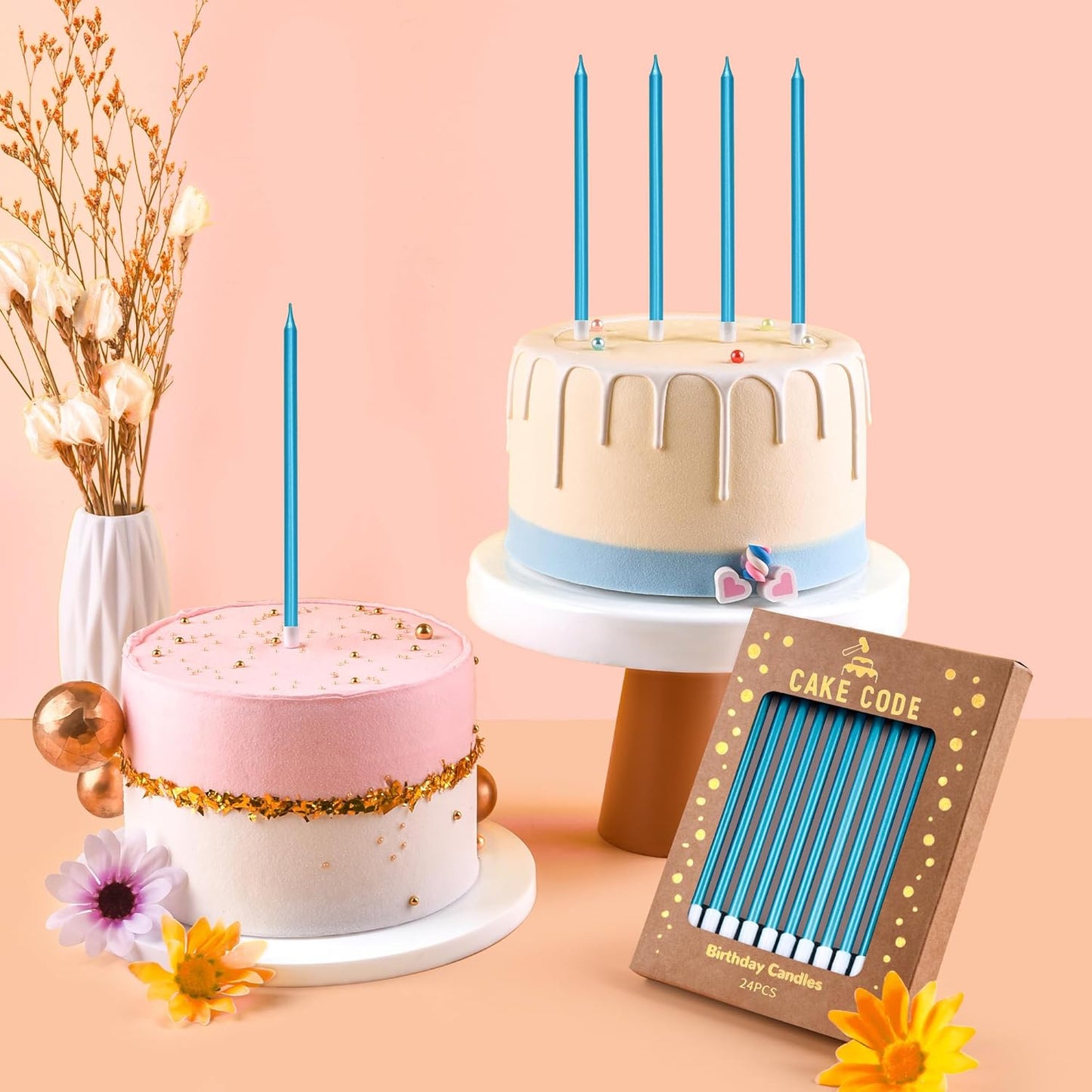 Pink Gold Long Thin Birthday Candles, Cake Candles, Birthday Parties, Wedding Decorations, Party Candles